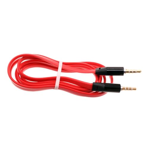 Cable auxiliar 3.5mm para audio, plano y rojo miniatura 1