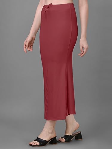 Image of Women's Saree Shapewear Petticoat, Cotton Blend Stretchable Mermaid Skirt, High Waist Tummy Control, Smooth Curve Fit with Adjustable Drawstring
