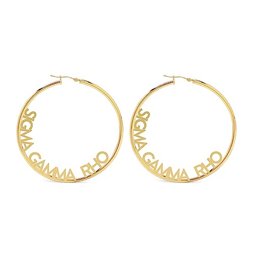 Sorority Shop Sigma Gamma Rho- Hoop 18K Gold Plated Dainty Earrings for Women - Sigma Gamma Rho Jewelry with Ideal 2