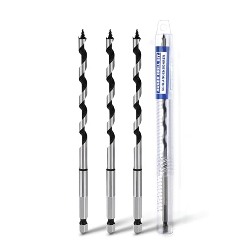 3 Pack 1/4" X 6.1" Auger Bit for Wood, 6x155mm Hex Long Auger Drill Bit