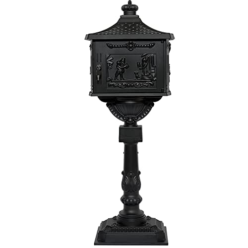 Polar Aurora Mailbox Cast Aluminum Black Mail Box Postal Box Security Heavy Duty New
