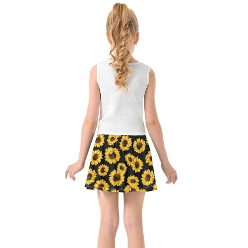 Girls Athletic Skirt 3-12 Years High Waist Tennis Skirts Sunflower for Kids Golf Running Dance Skort4