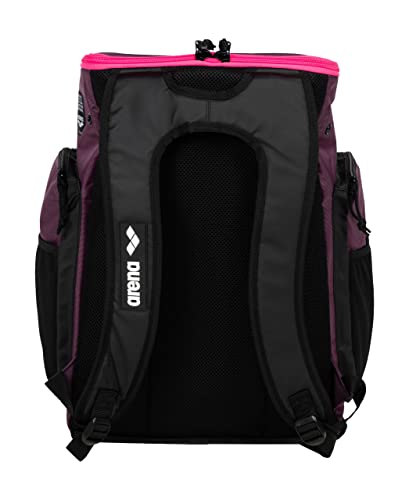 Image of ARENA Spiky III Backpack 45 Swimming Athlete Sports Gym Rucksack Large Training Gear Equipment Swim Bag for Men and Women, 45 Liters, Plum /Neon Pink