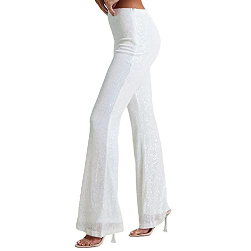 Muineobuka Women's Pink Modern Flared Sequined Palazzo Pants4