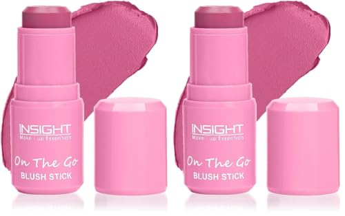 Image of INSIGHT On The Go Blush Stick |Cream Formula| Multi-Use for Cheeks, Lips & Eyes|Long-Lasting|Infused with Vitamin E|Easy Color Payoff| Pink Taffy - 6.5 g (Pack of 2)