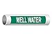 ComplianceSigns.com Well Water (White Legend On Green Background) Pipe Label Decal, 8x2 in. 5-Pack Vinyl for Pipe Markers