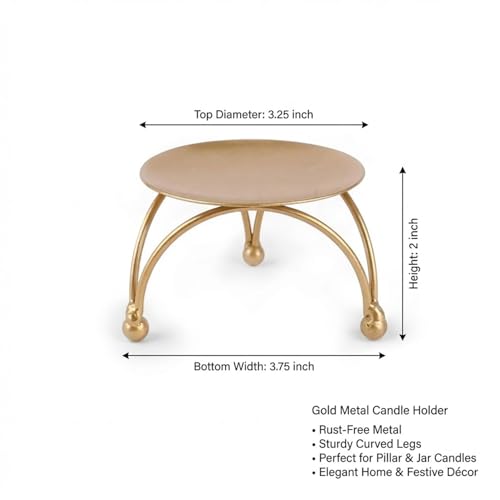 Image of Enorme Gold Metal Candle Holder | Elegant Decorative Pillar Candle Stand for Home, Office & Table Decor | Durable, Rust-Free & Modern Design Candle Holder - (Pack of - 3)
