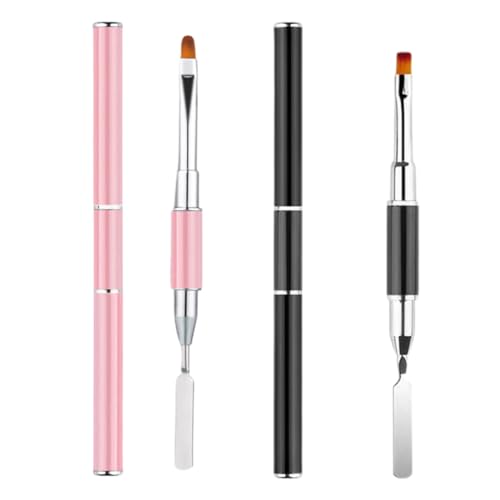 2Pcs Pinceles para Uñas Poly Gel de Doble Extremo Brush & Picker 2 en 1 Cepillos Pinceles para Uñas Acrílicas y Herramienta de Uñas con Forma de Corte para Gel UV PolyGel Uñas Extensión Brush