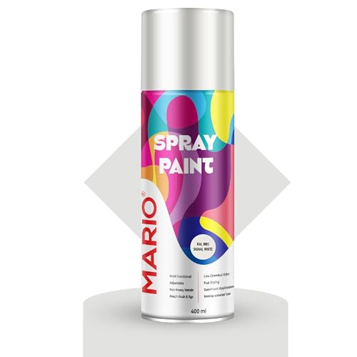 Image of Mario Spray Paint - RAL 9003 White (400ml) | Pure White Spray Paint for Cars, Bikes, Walls, Metal & Wood | Glossy Finish
