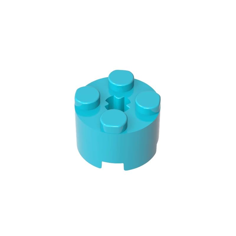 Gobricks 6143 Round Brick Brick Round 2x2 with Axle Hole 50 Pieces GDS-607 Compatible with Lego Building Blocks Color:Medium Azure — image 1