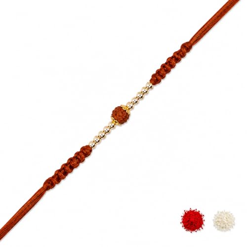Image of I Jewels Design Rakhi With Roli Chawal & Rakshabandhan Card For Bro /Brother /Bhai