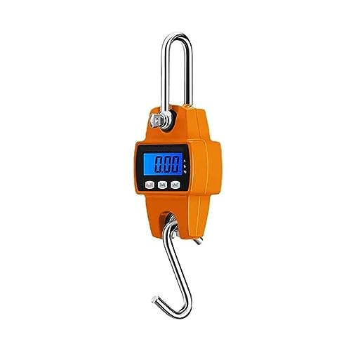 SGeneE Portable Digital Crane Scale 300kg Crane Scale Heavy Duty Electronic Stainless Steel Hook Hanging Scale Digital LCD Loop Weight Balance Industrial Scales (300kg Orange 1)