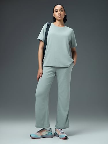 Image of TECHNOSPORT Women Relaxed Fit Cubic Melange Round Neck T-Shirt | Quick Dry Polyester Casual Tee with UPF 50+ UV Protection, Anti-Microbial & Double Cool Technology