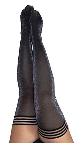 Kix'ies - Kix`ies Thigh High Stockings for Women | Maternity Lingerie - Maternity Pantyhose (Maternity Kaylee Glitter Black M1314D) - Best Deal on Amazon