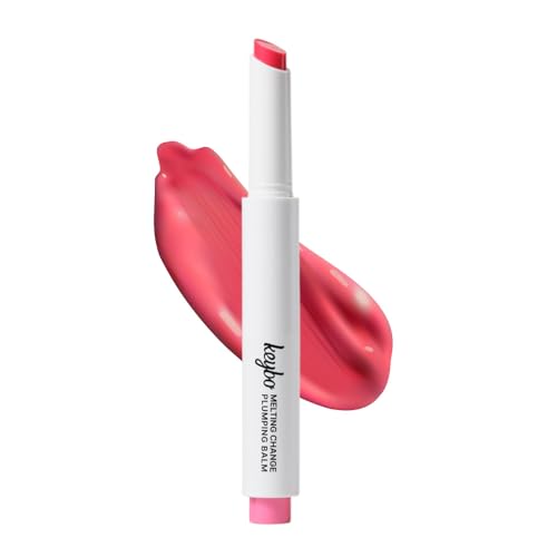 KEYBO Melting Change Plumping Lip Balm – Hydrating Glossy Tinted Lip Plumper, Non-Sticky MLBB Balm for Smooth, Natural Volume – Moisturizing K-Beauty Lip Treatment (03. Bunny Pink)