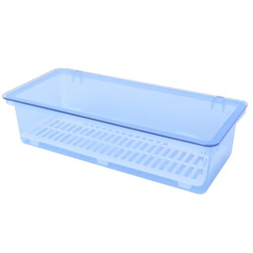Toyvian Caja Organizadora de Cubiertos y Palillos Escurridor Plástico, Tapa Protectora y Diseño Transparente, Adecuado para Almacenamiento de Utensilios de Cocina en Color Azul