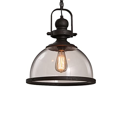 Lámpara colgante de techo vintage de vidrio náutico con diseño industrial de 31 cm