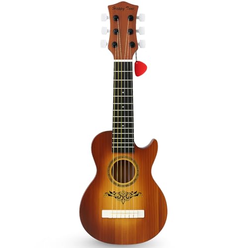 23' Acoustic Guitar, Kids 6 String Toy Guitar - Realistic Steel Strings - Beginner Practice First Musical Instrument for Children, Toddlers (Brown)