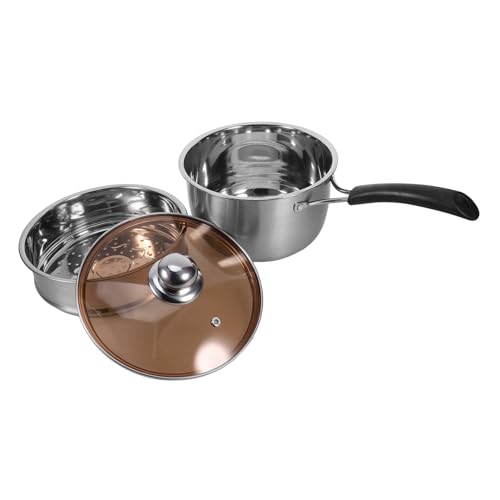 MOTHNUR 1 Juego Olla Grande Con Tapa Bote De Fideos Rejilla Humeante Vapor Verduras Al Vapor Rejilla Vaporera Para Ollas Cacerola Urna Horno Salsa Control Sopa Silver Acero Inoxidable 410