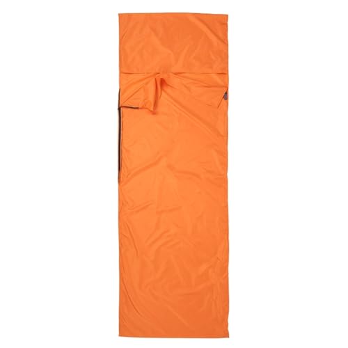 DjxAzthuria 70 * 210CM Sleeping Bag Liner Outdoor Travel Camping Hiking Polyester with Pillowcase Business Trip Hotel(Orange)