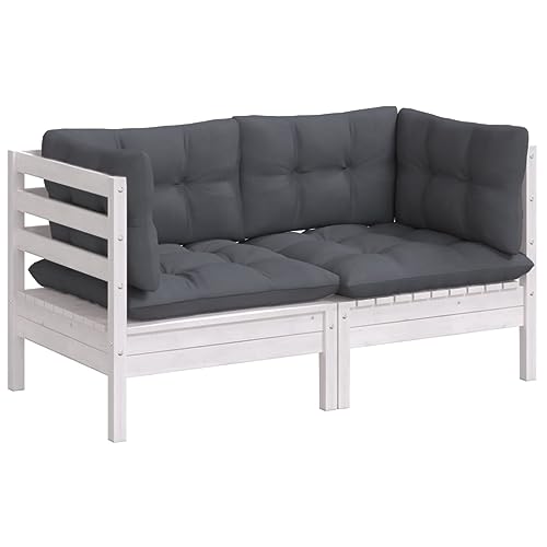 vidaXL Sofá de Jardín 2 Plazas con Cojines Patio Terraza Exterior Hogar Silla Asiento Muebles Mobiliario Suave Robusto Gris Antracita Madera Pino