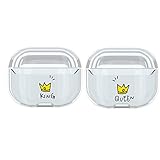 2Pack Case Compatible AirPods PRO Case Cover Crystal, Clear [Front LED Visible] [Shockproof] - Transparent Protective TPU Cover Compatible with Apple AirPods PRO Wireless Charging Case-King+Queen