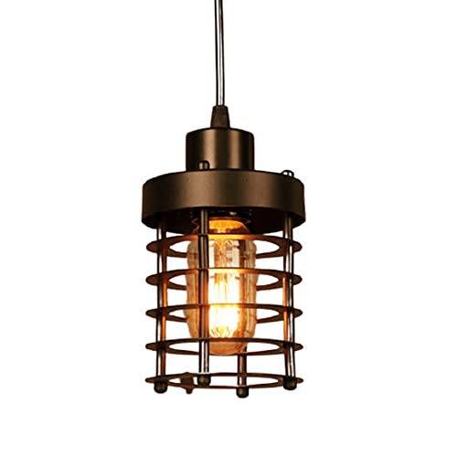 Lustre en fer à une tête E27 au design cercle industriel noir