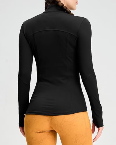 QUEENIEKE Women's Zip Up Workout Jackets - Slim Fit Cottony Soft Athletic Running Jacket Yoga Gym Tops with Thumb Holes - Image 3