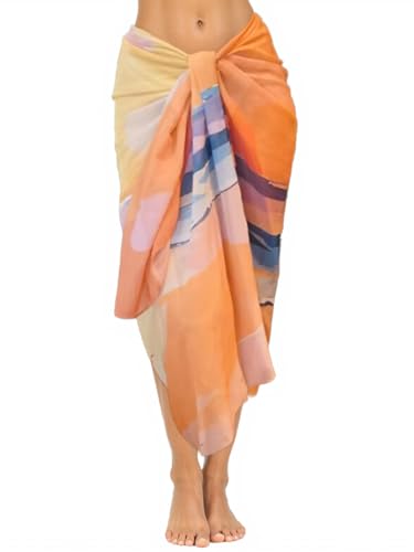 Dymngl Women's Abstract Print Beach Sarong Wrap – Lightweight Swimsuit Cover-Up Skirt for Summer Vacation