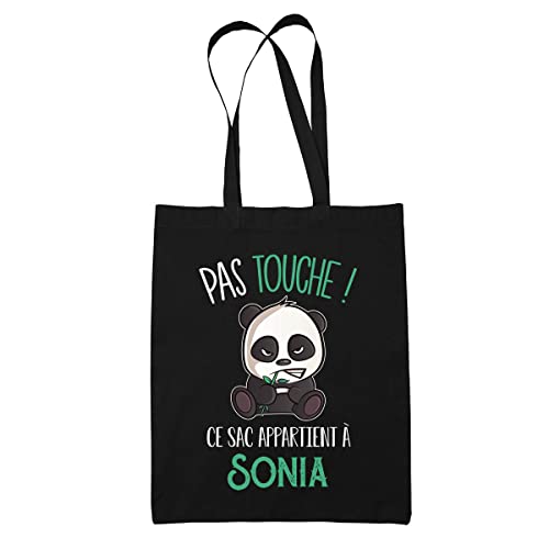 Planetee Sac Sonia Pas Touche Panda | Tote Bag cabas réutilisable Cadeau Anniversaire Humour