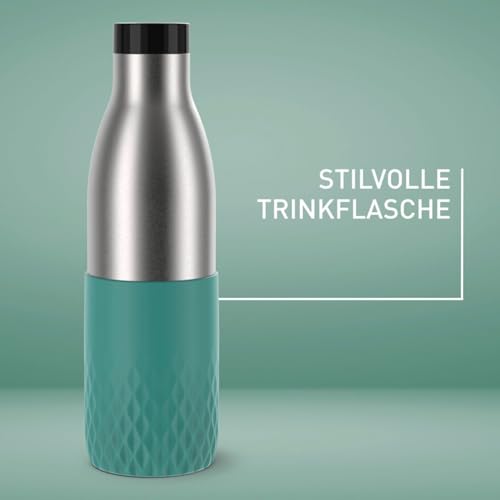 Emsa Bludrop Sleeve Isolier-Trinkflasche, 0,7 Liter, 100% dicht, Quick-Press Verschluss, Ergonomischer 360° Trinkgenuss,12h warm, 24h kühl… – Ansicht 6