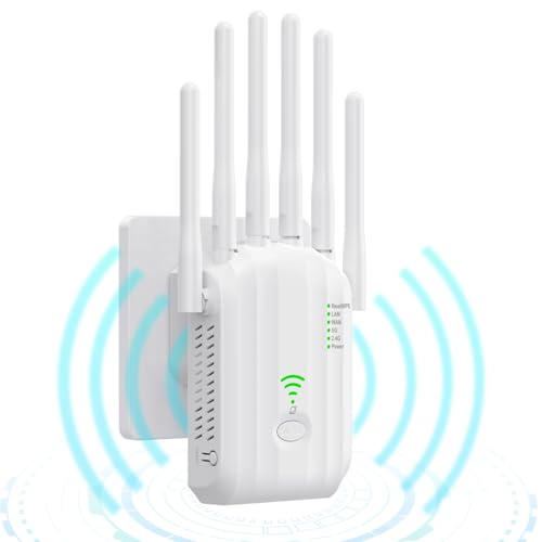 WiFi Extender Signal Booster - Internet Repeater for Home, Up to 1500 Sq.ft, 100+ Devices, Dual Band 5GHz/2.4GHz, 1200Mpbs Strong Signal Penetrability, Long Range Wireless Booster with Ethernet Port