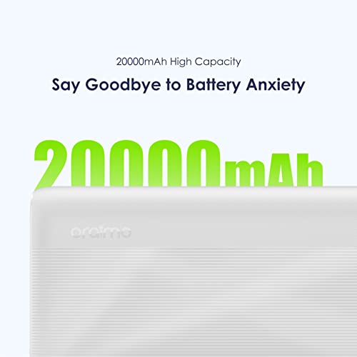 Image of Oraimo 20000mAh Power Bank with 2.1A Fast Charging,Triple Output, Power Delivery, Type C &Micro Input,Multi-Layer Protection with LED Torch (White)