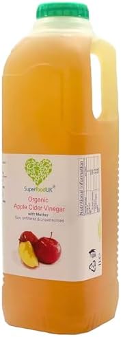 SuperfoodUK | Organic Apple Cider Vinegar with Mother 1L | Raw, Unfiltered & Unpasteurized | Natural Health Tonic, Vegan & Vegetarian Friendly | Supports Digestion, Immunity & Skin Health |(Pack of 1)