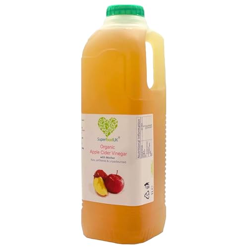 SuperfoodUK | Organic Apple Cider Vinegar with Mother 1L | Raw, Unfiltered & Unpasteurized | Natural Health Tonic, Vegan & Vegetarian Friendly | Supports Digestion, Immunity & Skin Health |(Pack of 1)