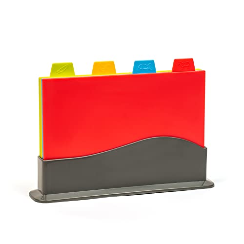 Plastic Cutting Boards For Kitchen - Colorful Flexible Cutting Mats For Cooking With Ventilated Storage Stand - Anti-Skid Bpa-Free Chopping Mats For Fruits, Vegetables, Meats, Seafood & More - 4 Pack #TOP13