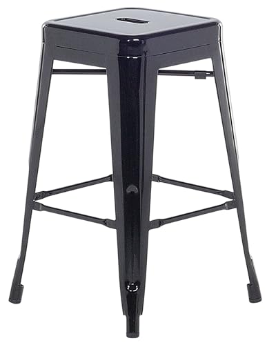 Beliani Lot 2 Chaises Tabourets de Bar Industriels en Acier Noir 60 cm Empilables et Pratiques pour Cuisine ou Salle à Manger au Design Moderne