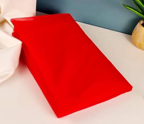 Image of SATYAM KRAFT 10 Meter Multipurpose Net Fabric Soft Cloth Roll | Wedding, Valentine & Party Decoration Items, Birthday, Anniversary | Stage, Tent, Backdrop, Mandap Festive, Event Decor Net (Red)