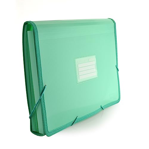 Carpeta Clasificadora PLUS - Apartado Especial Cuaderno, Identificador Frontal - 12 Divisiones, Cierre de Gomas, Laterales Reforzados, 80 Adhesivos indicadores- REF. 41311 - (Turquesa)