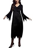 For G and PL Damen Gothic kleidung Schwarzes Kleid Halloween Kostüm Erwachsene Elegant Schwarz Kleid für Halloween Party S