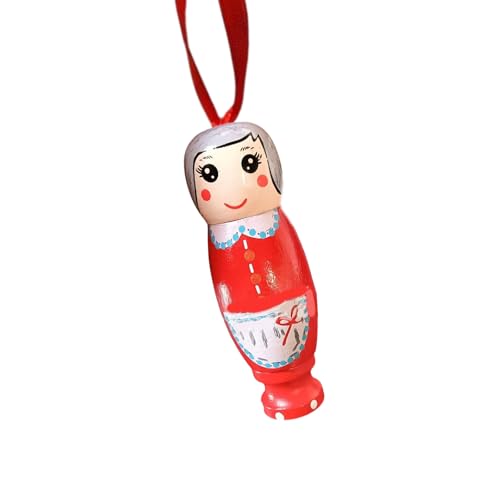 OOLA.DETAL Figurine de Père Noël à suspendre en bois peint à la main Ornement élégant pour la saison des vacances Ornement en forme de Père Noël