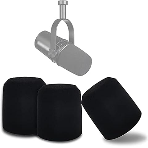 Boseen Microphone Foam Windscreen for Shure MV7, Mic Cover Microphone Windscreen for MV7 Professional Mic Foam for Recording, 3PCS Cover