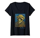 Photo Gallery donna van gogh procione racoon lover auto ritratto artista stile maglietta con collo a v Photo Gallery donna van gogh procione racoon lover auto ritratto artista stile maglietta con collo a v