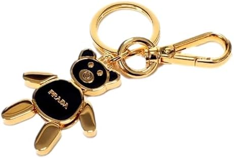 Prada Women's Black/Gold Teddy Bear Handbag Charm Keychain image 5