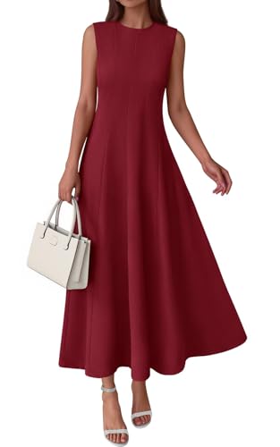 PRETTYGARDEN Sleeveless Crewneck Long Dresses for Women 2026 Elegant Classy