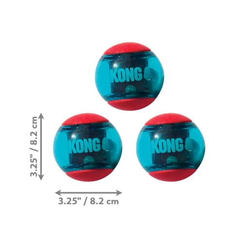 Kong – Squeezz Action Ball, Rot – Interaktives, Quietschendes Apportierspielzeug mit Mehrfachen Texturen – Für Große Hunde…