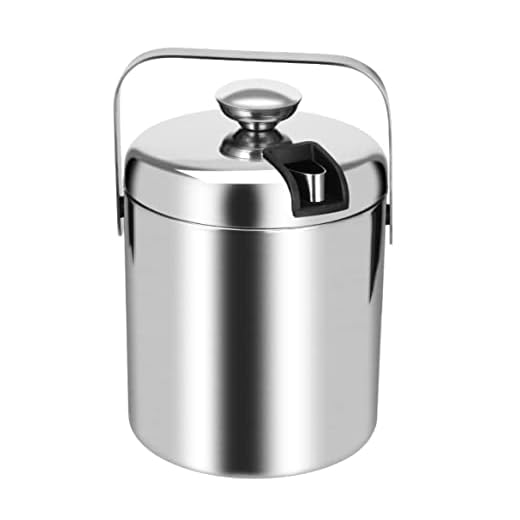 Champagnehink Ishink Rostfritt Stål Iskubbehållare Dubbelväggig Ishink Som Isbehållare Med Tång Och Lock Isbehållare Ishinkar Vinhinkar (Size : 3L)