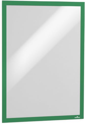 Durable DURAFRAME Self-Adhesive Magnetic Frame - A3 Green - Pack of 2 - Document Frame For Professional Internal Signage - Self-Adhesive Attachment