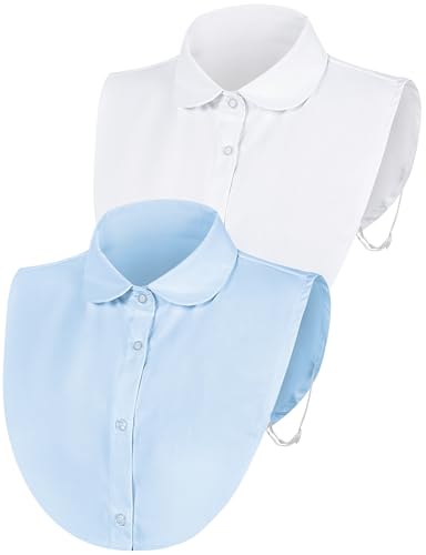 MELLIEX 2 Pièces Faux Col Femme, Amovible Col Chemisier en Coton Faux Demi Chemises Faux Collier...