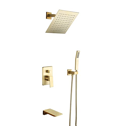 Douche à main et mitigeur cascade dorés pour sublimer l'eau